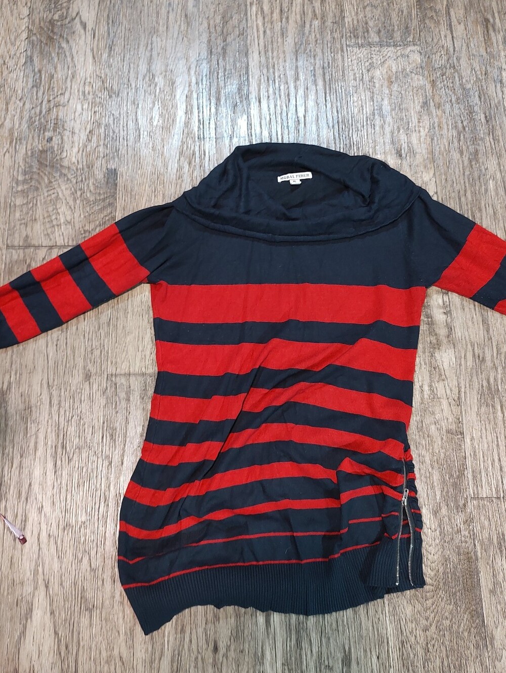 Moral Fiber Black & Red Striped Knit Top Size XL